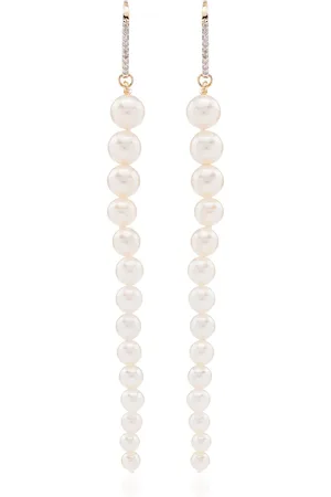 Mateo 14Kt gold pearl and diamond drop earrings