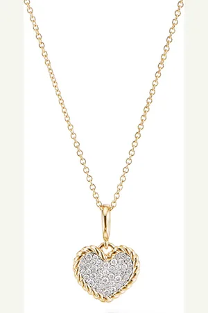 David Yurman 18kt yellow Cable Collectibles Heart diamond necklace