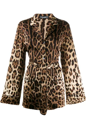 Dolce & Gabbana Leopard-print belted pajama shirt