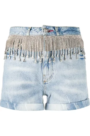 Philipp Plein Crystal-embellished denim shorts