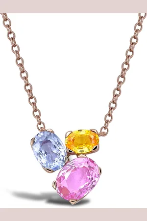 Pragnell 18kt rose gold Rainbow Fancy sapphire three-stone pendant necklace