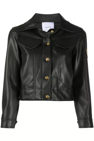 Patou Mulher Casacos de Pele & Couro - Cropped leather-look jacket
