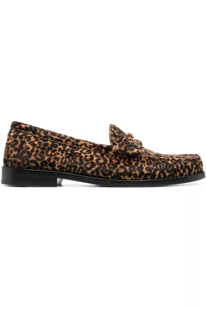 Saint Laurent Mulher Oxford & Moccassins - Leopard-print calf hair loafers