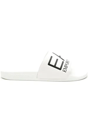 EA7 Logo-embossed faux-leather slides