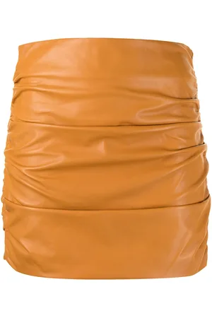 Michelle Mason Ruched leather mini skirt