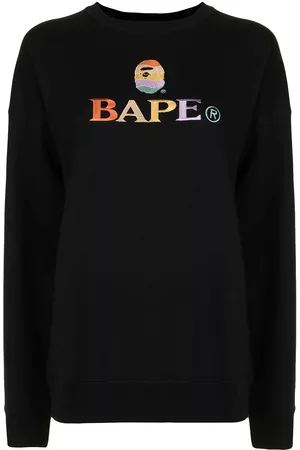 A Bathing Ape Mulher Sweatshirts - Logo-embroidered cotton sweatshirt