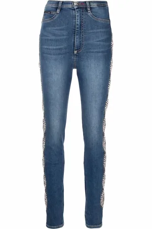 Philipp Plein Crystal-cable high-waist jeggings
