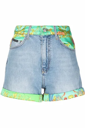Philipp Plein New Baroque-print panelled denim shorts