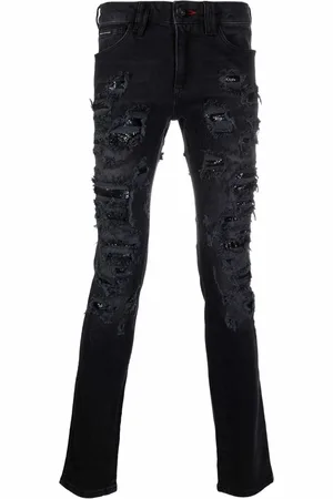 Philipp Plein Mesh ripped-detail jeans