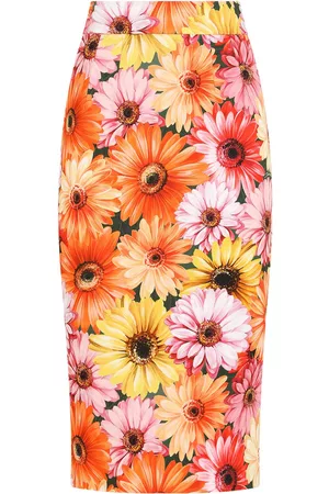 Dolce & Gabbana Mulher Saias Estampadas - Sunflower print pencil skirt