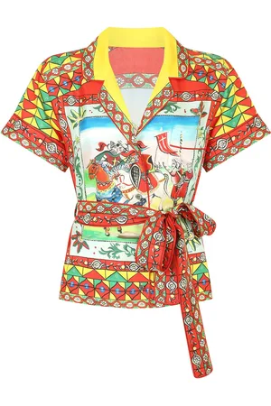 Dolce & Gabbana Carretto-print belted shirt