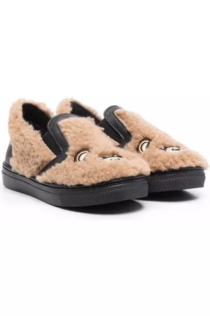 Moschino Menina Sapatos - Signature teddy shearling slippers