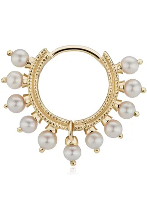 Maria Tash 18kt yellow Coronet pearl hoop earring