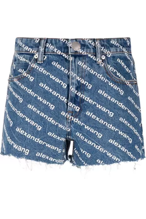 Alexander Wang Mulher Calções - Logo-print denim shorts