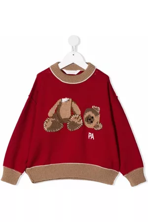 Palm Angels Menino Pullovers e Camisolas de Malha - Teddy bear-motif intarsia-knit jumper