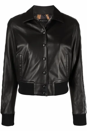 Philipp Plein Crystal-embellished leather jacket