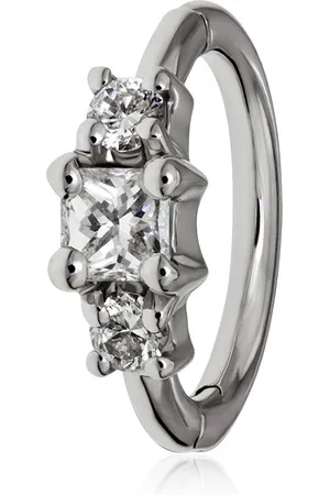 Maria Tash 18kt white Princess huggie earring