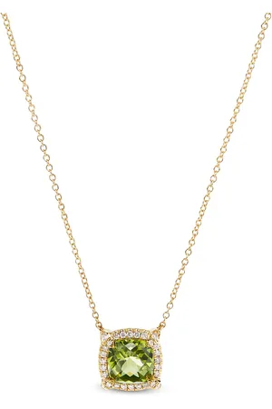 David Yurman 7mm 18kt yellow gold Chatelaine peridot and diamond necklace
