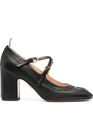 Thom Browne Mulher Sapatos Mary Jane - Cross-strap detail brogued mary-jane pumps