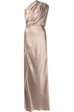 Michelle Mason Silk aymmetrical gathered gown