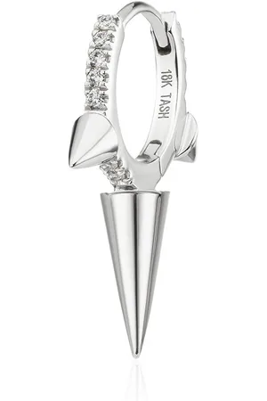 Maria Tash 18kt white triple spike diamond huggie earring