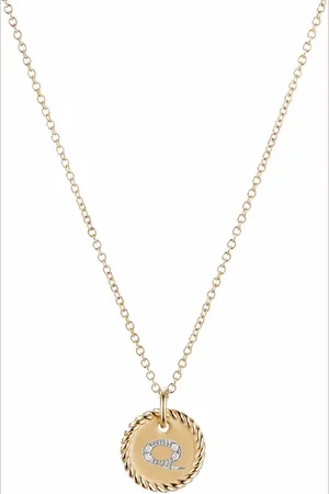 David Yurman 18kt yellow Q Initial Charm diamond necklace