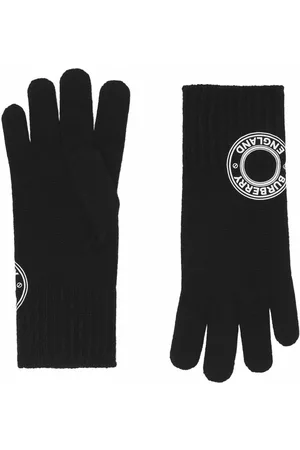 Burberry Homem Luvas - Logo-patch knitted gloves