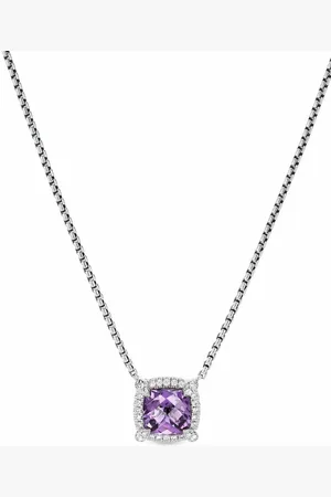 David Yurman Sterling Petite Chatelaine amethyst and diamond necklace
