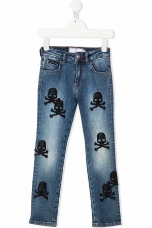 Philipp Plein Skull-embroidered regular-fit jeans