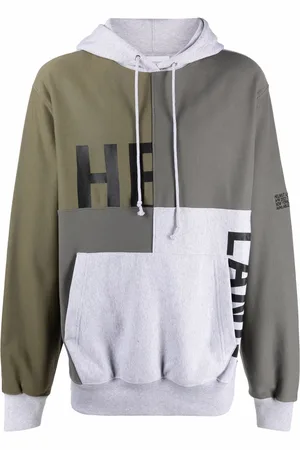 Helmut Lang Patchwork logo-print pullover hoodie