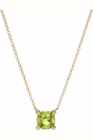 David Yurman 18kt yellow Ch??telaine peridot diamond pendant necklace