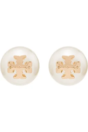 Tory Burch Logo-plaque pearl stud earrings