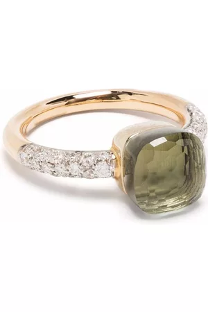 Pomellato 18kt rose and white gold Nudo diamond and prasiolite ring