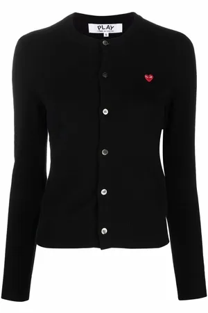 Comme des Garçons Logo-patch fine-knit cardigan