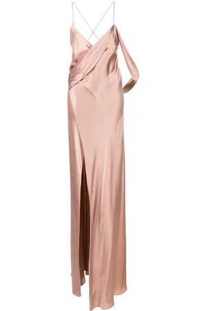 Michelle Mason Silk wrap floor-length gown