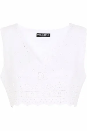 Dolce & Gabbana Embroidered linen crop top