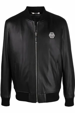 Philipp Plein Logo zipped bomber jacket