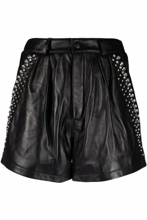 Philipp Plein Crystal-embellished leather shorts