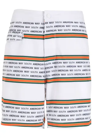 AMIR SLAMA Striped slogan-print swim shorts
