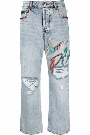 Philipp Plein Stud-embellished wide-leg jeans