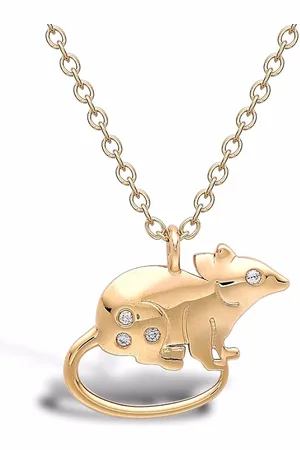 Pragnell 18kt yellow Zodiac diamond rat pendant necklace