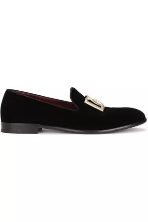 Dolce & Gabbana DG-plaque velvet slippers