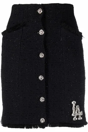 Philipp Plein Crystal Skull tweed short skirt