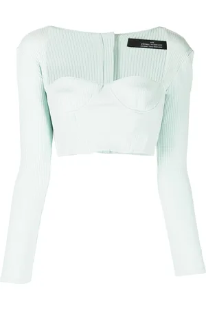 Rokh Ribbed sweetheart-neck top