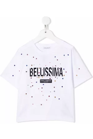 Dolce & Gabbana Kids Menina T-shirts & Manga Curta - Slogan-print cotton T-Shirt