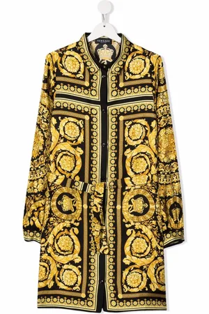 VERSACE Barocco Kids-print silk dress