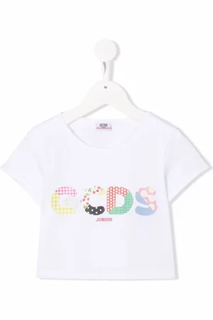 GCDS Cropped logo-print T-shirt