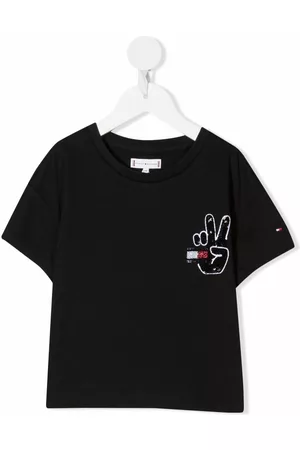 Tommy Hilfiger Menina T-shirts & Manga Curta - Flag-embroidered short-sleeve T-shirt