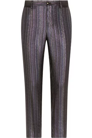 Dolce & Gabbana Homem Calças Formal - Metallic-stripe tailored trousers