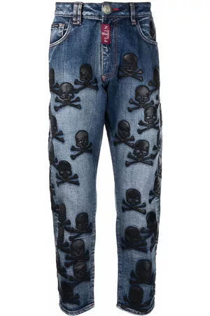 Philipp Plein Skull-patch tapered jeans